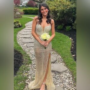 stunning portia and scarlett nude & silver prom dress size 0